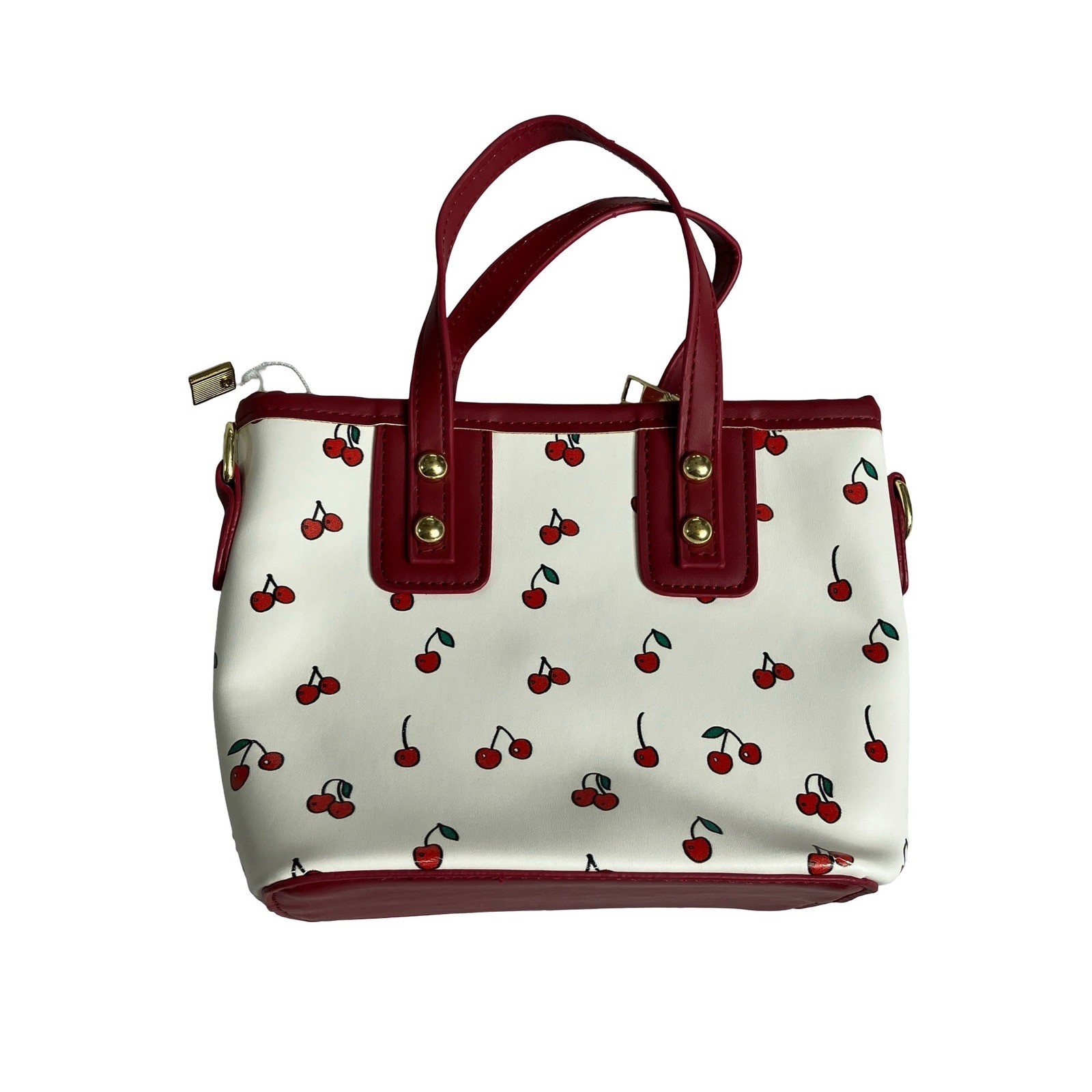 Mini Cherry Print Charm Bag Small Y2K Style White Red Crossbody Shoulder Handbag