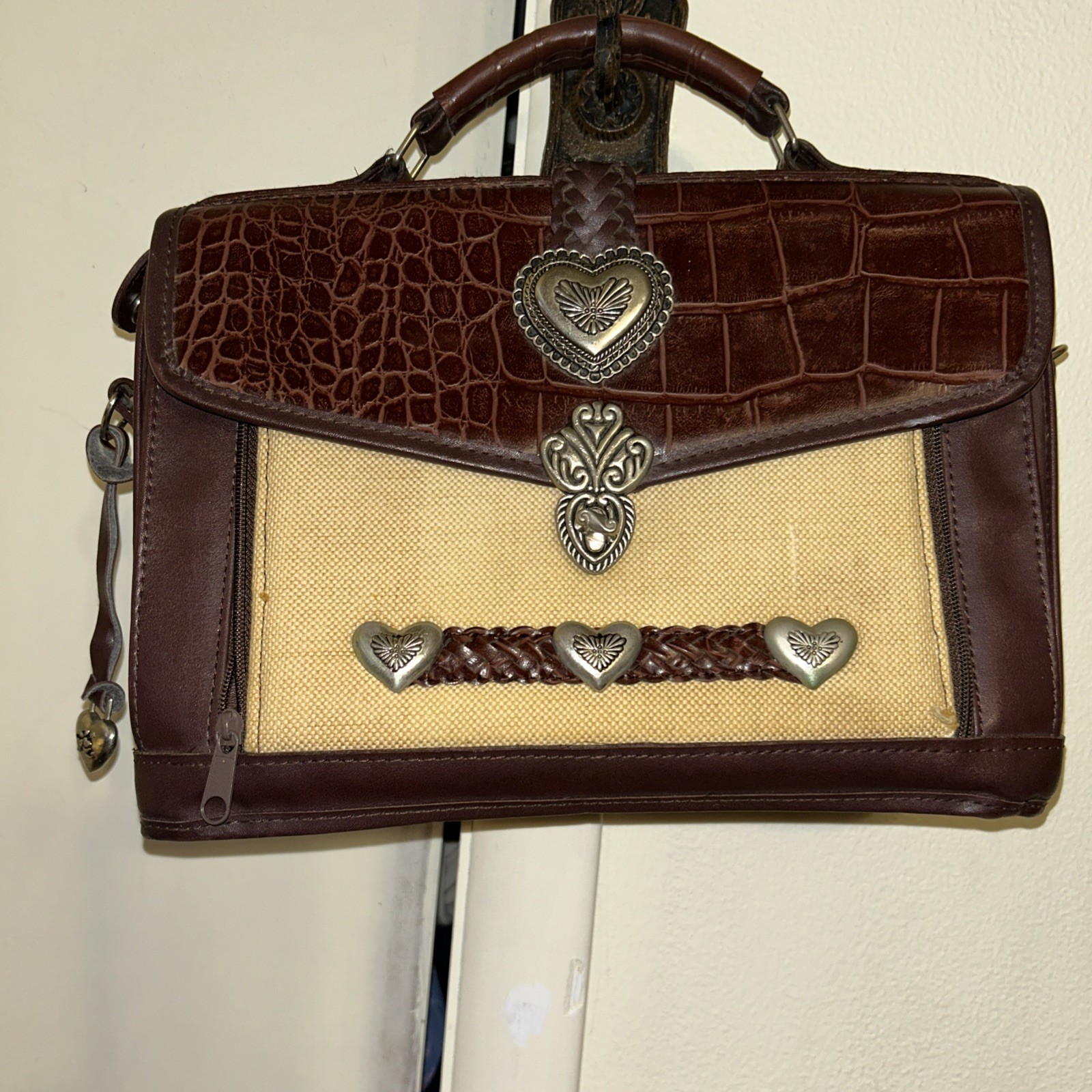 Embellished Women with Hearts Angels Faux Leather As-Is See Description