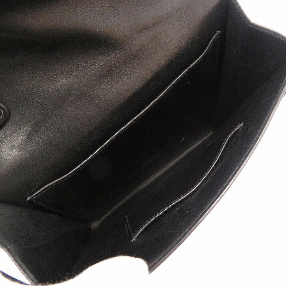 Hermes Vintage Cadena Shoulder Bag Clutch Bag Noir Black Box Calf Leather 99