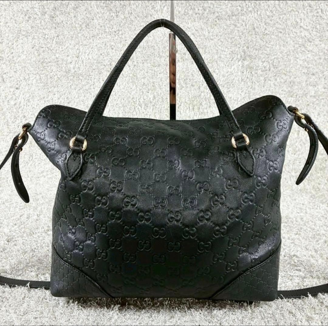GUCCI 353120 Guccissima Bree Leather 2Way Crossbody Shoulder Bag Black Auth