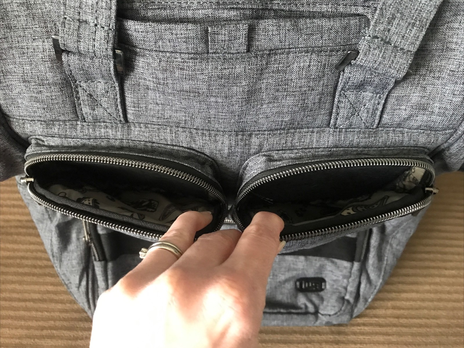 Lug Via 2 Crossbody Tote Backpack Heather Gray Detachable Adjustable Straps