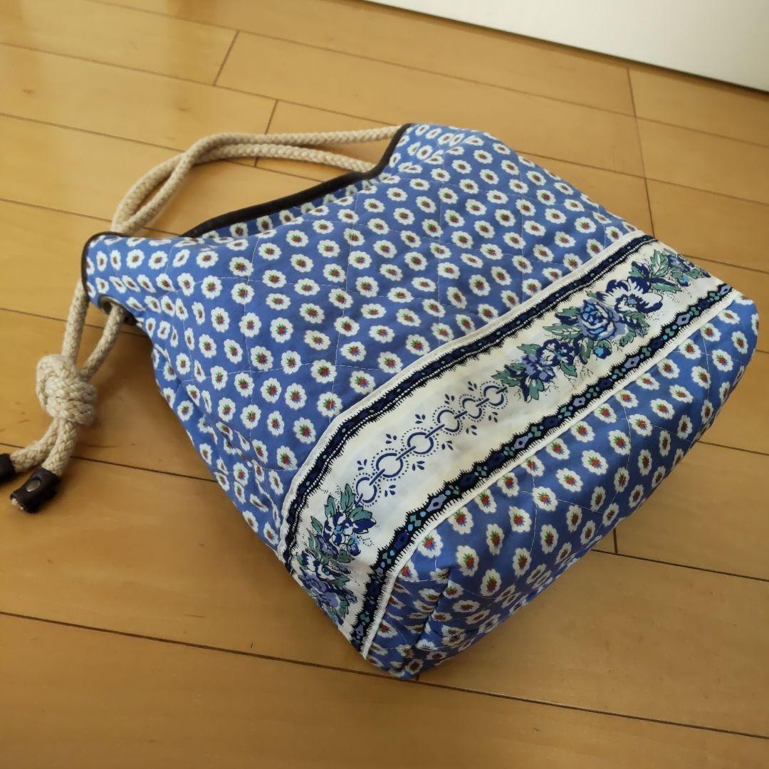 SOULEIADO Blue Floral Quilted Shoulder Bag with Rope Handle