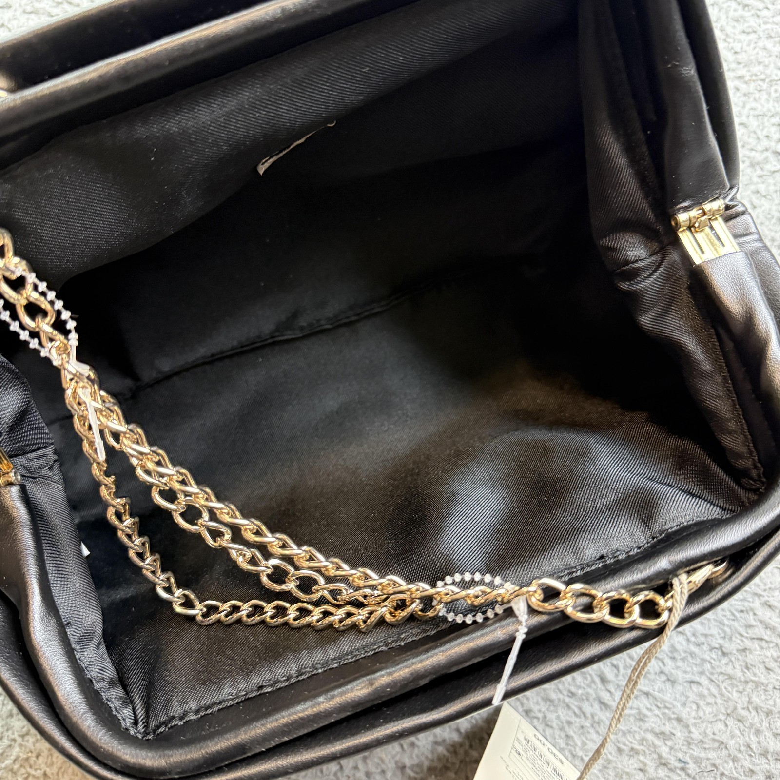 A New Day Womens Medium Black Studded Faux Leather Chain Strap Clutch Shoulder
