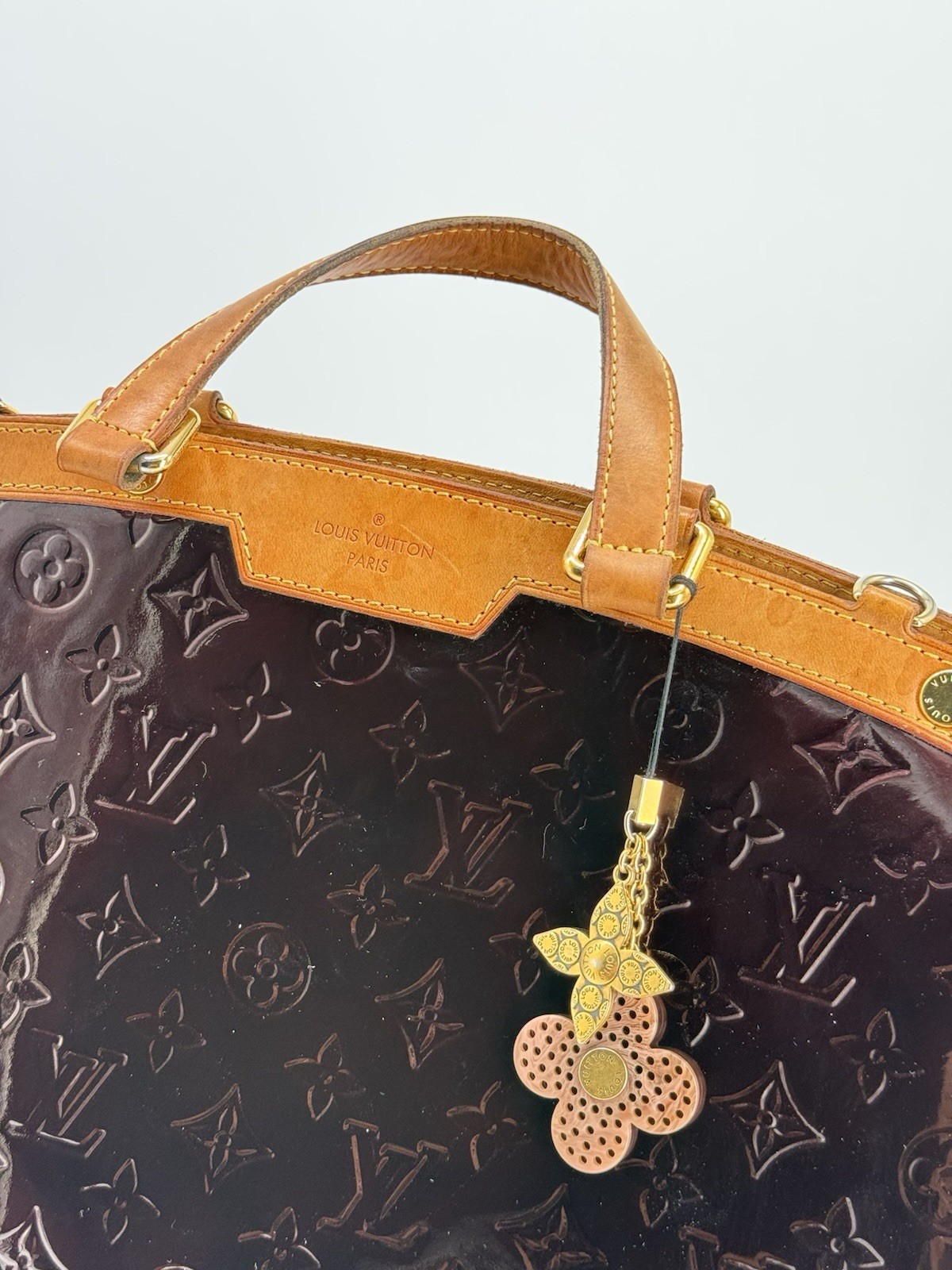 Louis Vuitton Amarante Monogram Vernis Brea MM Top Handle Shoulder Bag