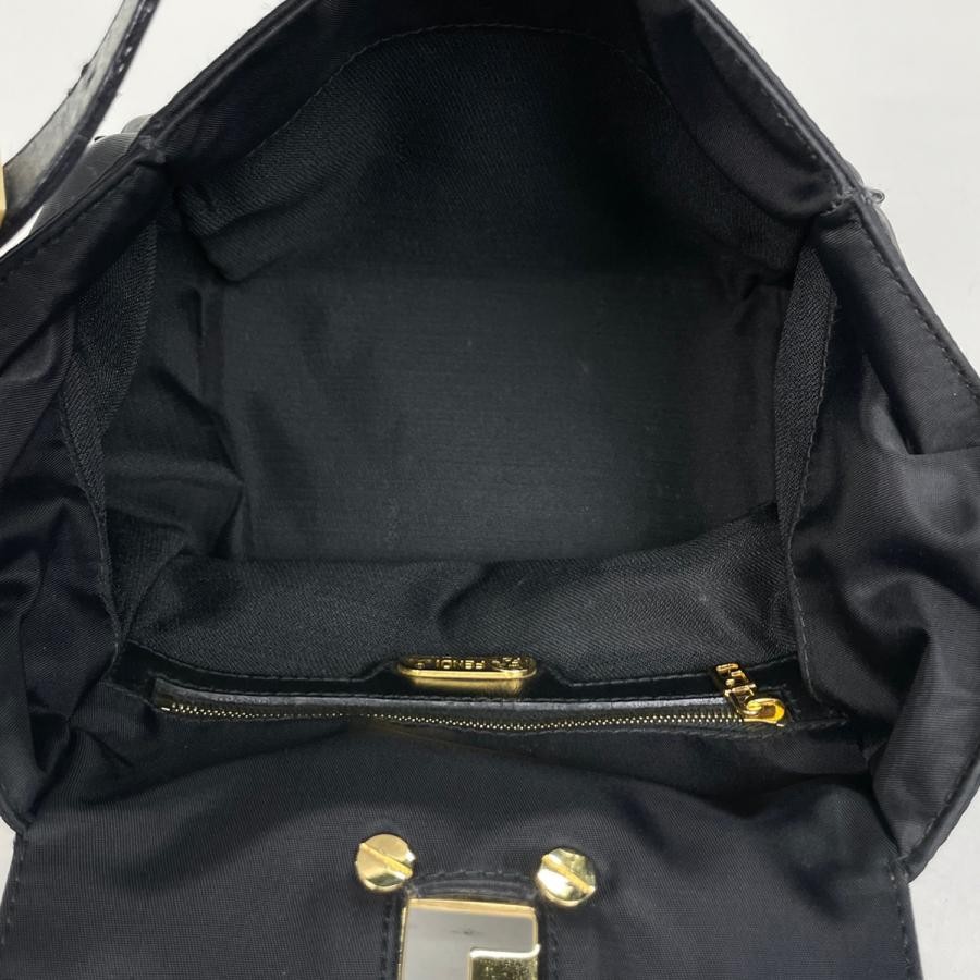 Fendi Nylon Leather Black Shoulder Bag #BS3317