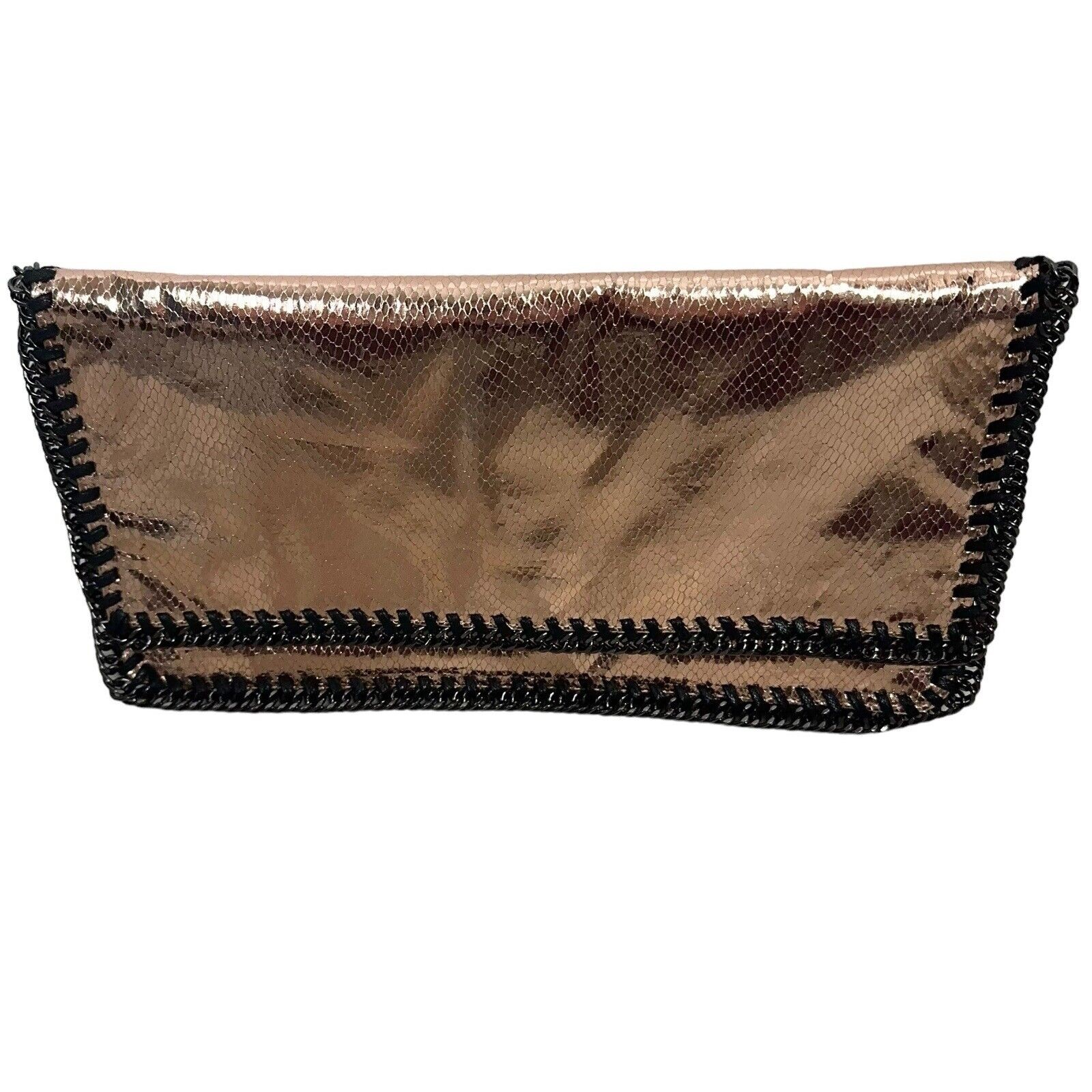 NEW Cinti Vegan Metallic Snakeskin Rose Gold Gunmetal Hardware Large Clutch
