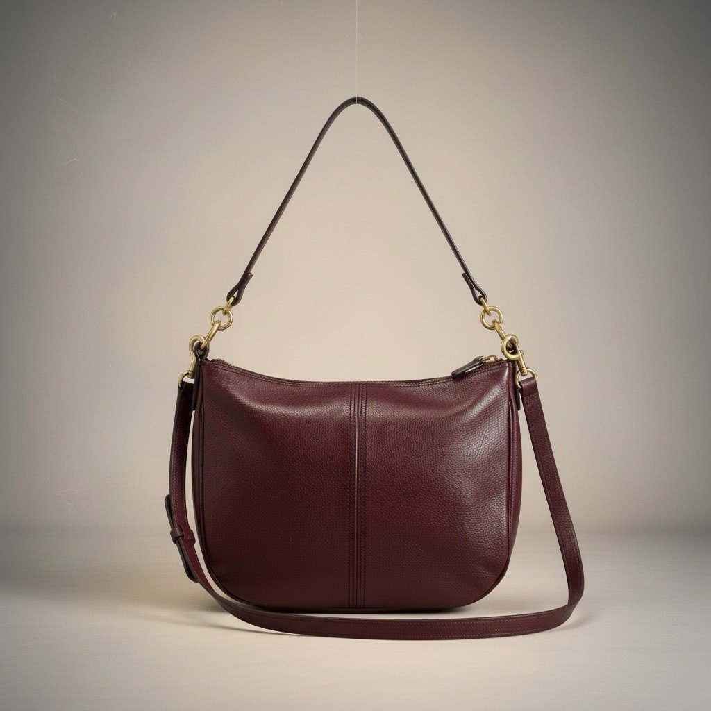 Fossil Jolie Leather Hobo Bag Burgundy Oxblood Crossbody Classic Preppy Purse