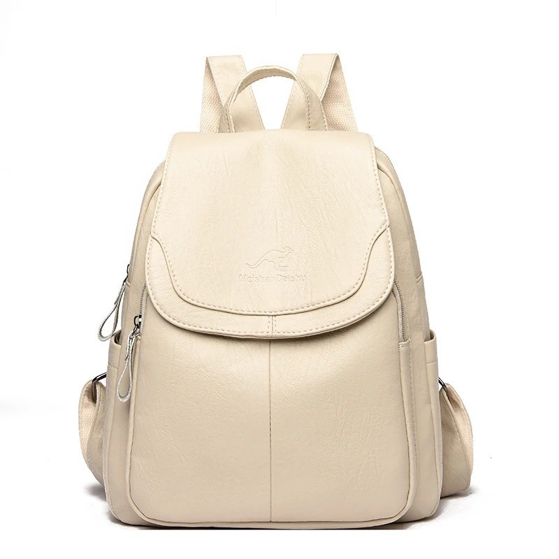 Soft Leather Backpack Women Vintage Shoulder Bag Ladies High Capacity