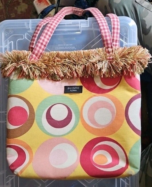 Bagolitas, Floral Patterned Women’s Tote Bag with Fringe Trim ❤️ EUC