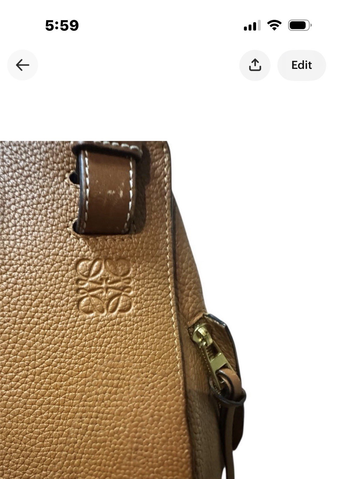 Loewe Two Tone Brown Mini Hammock Bag Auth Convertible 2way Carry