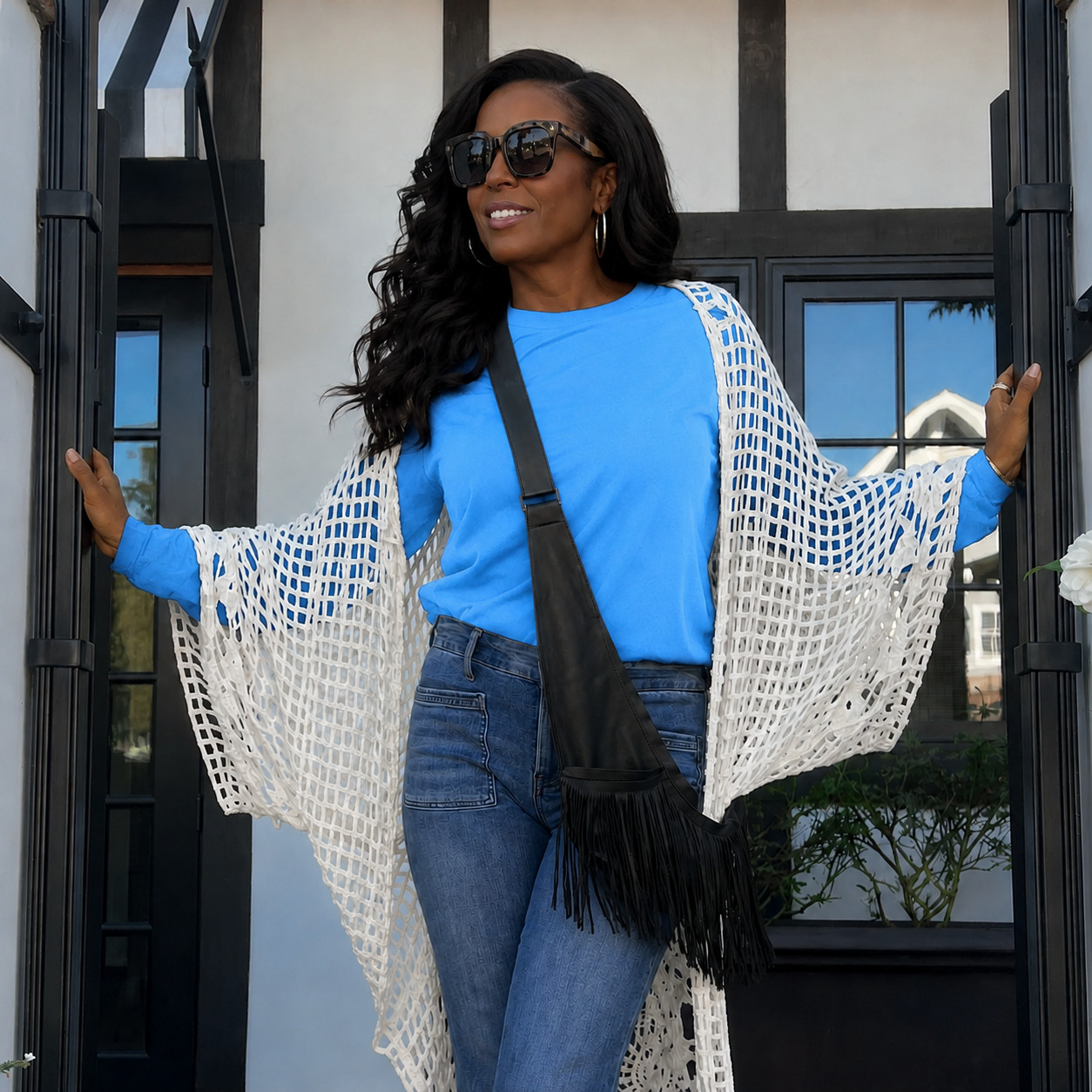 Genuine Leather Fringe Crossbody Bag