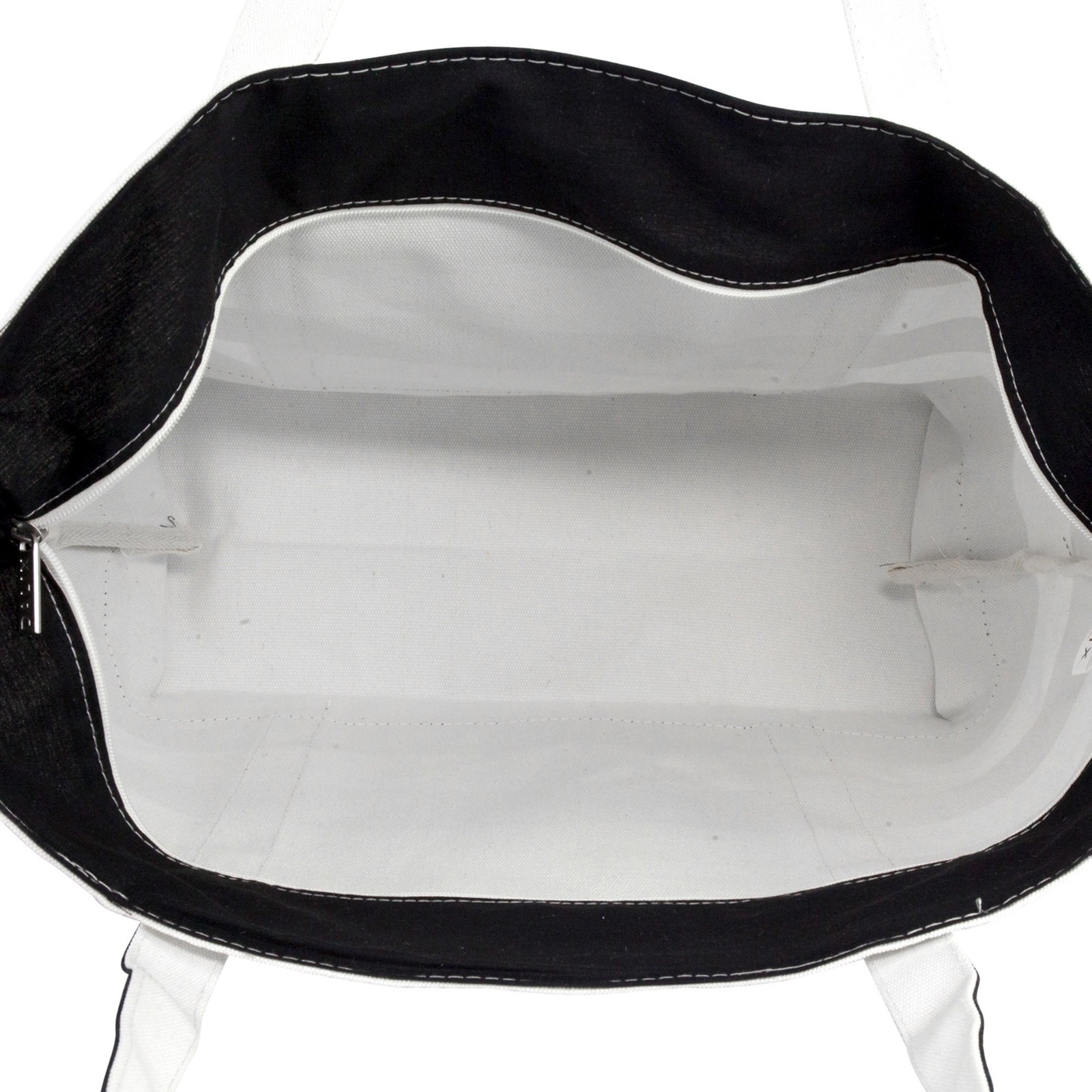Striped Boat Bag Premium Cotton Canvas Tote in Black