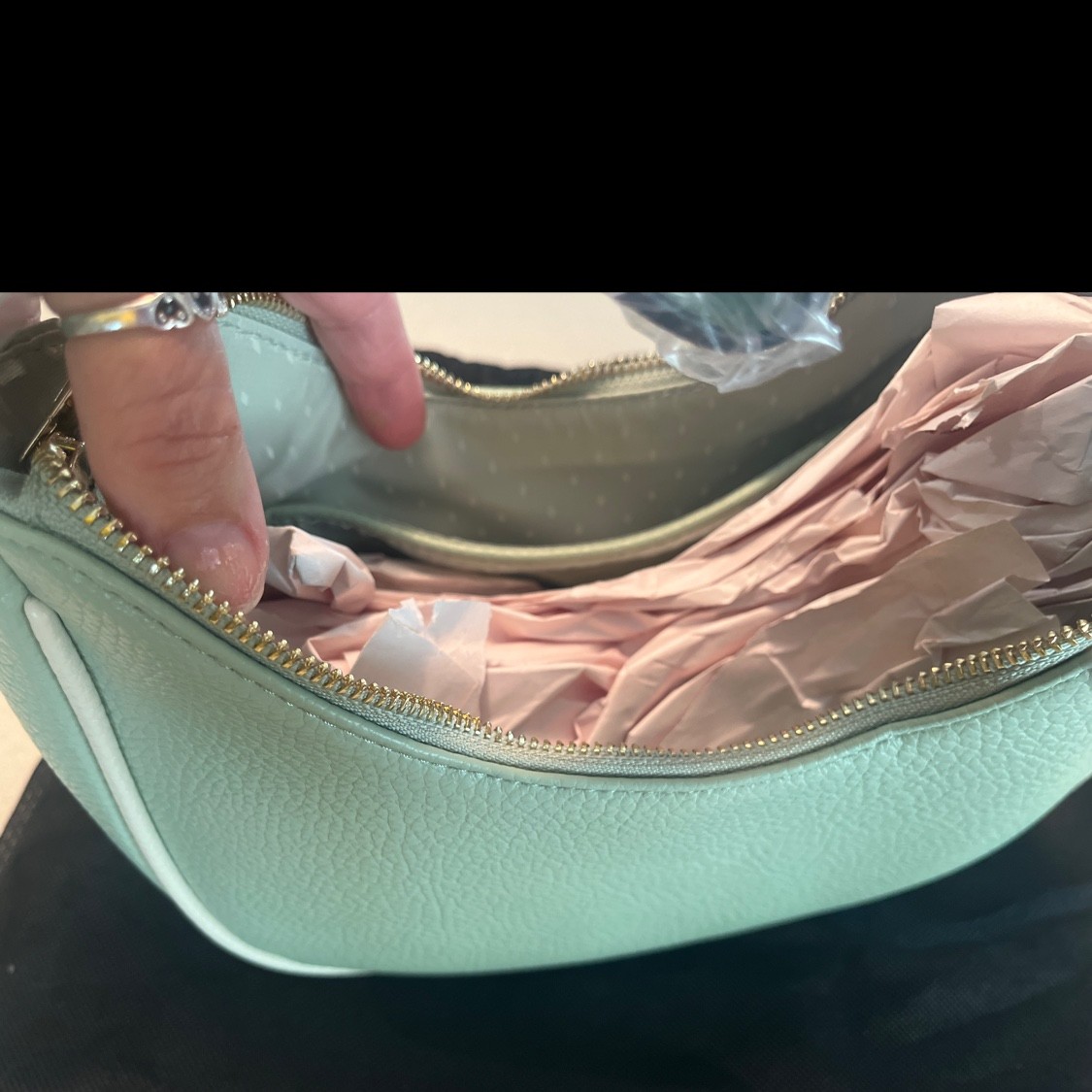 Vanessa Williams Pebble Leather Crescent Hobo Bag in Sage Green NWT
