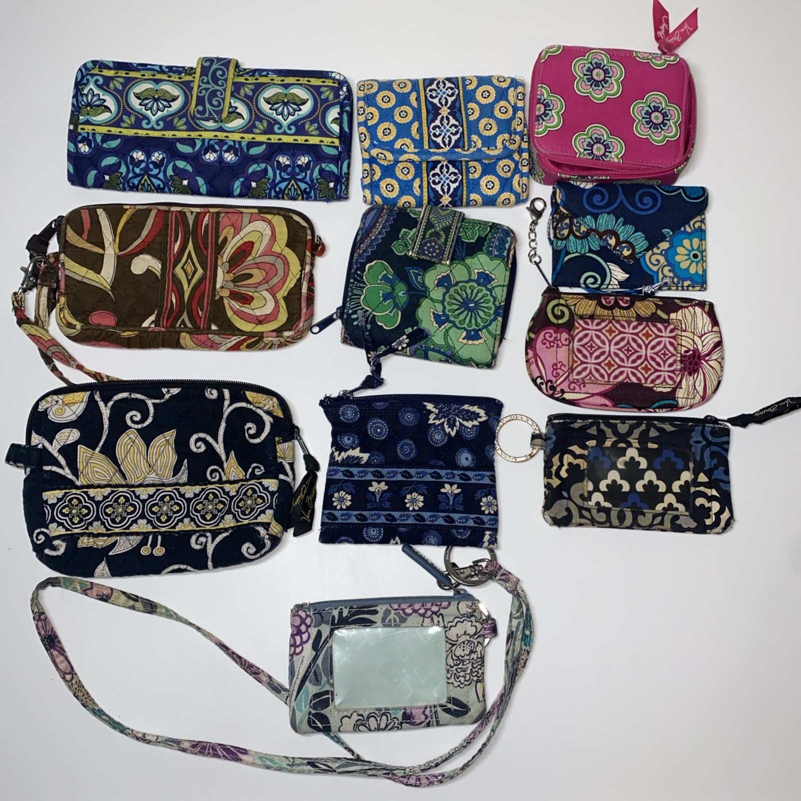 Lot Of 11 Vera Bradley Wallet, Wristlets, Other Various Sizes And Conditions
