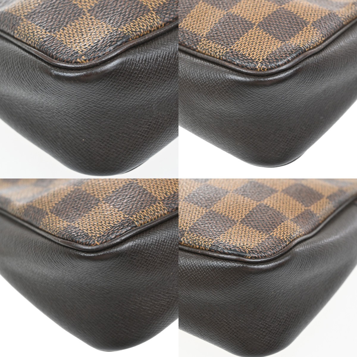 LOUIS VUITTON Trousse Makeup Hand Bag Damier Ebene Leather Brown N51982 83SA070
