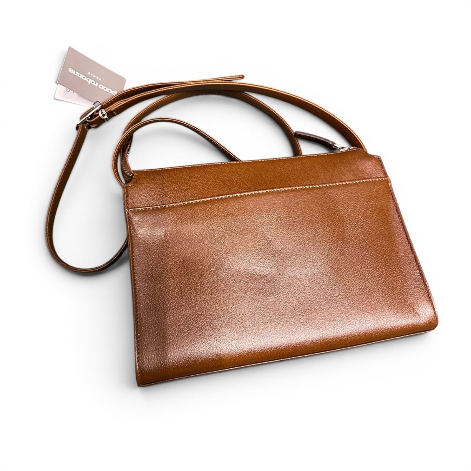 Paco Rabanne Shoulder Crossbody Bag Purse Leather in Brown Silver Hardware