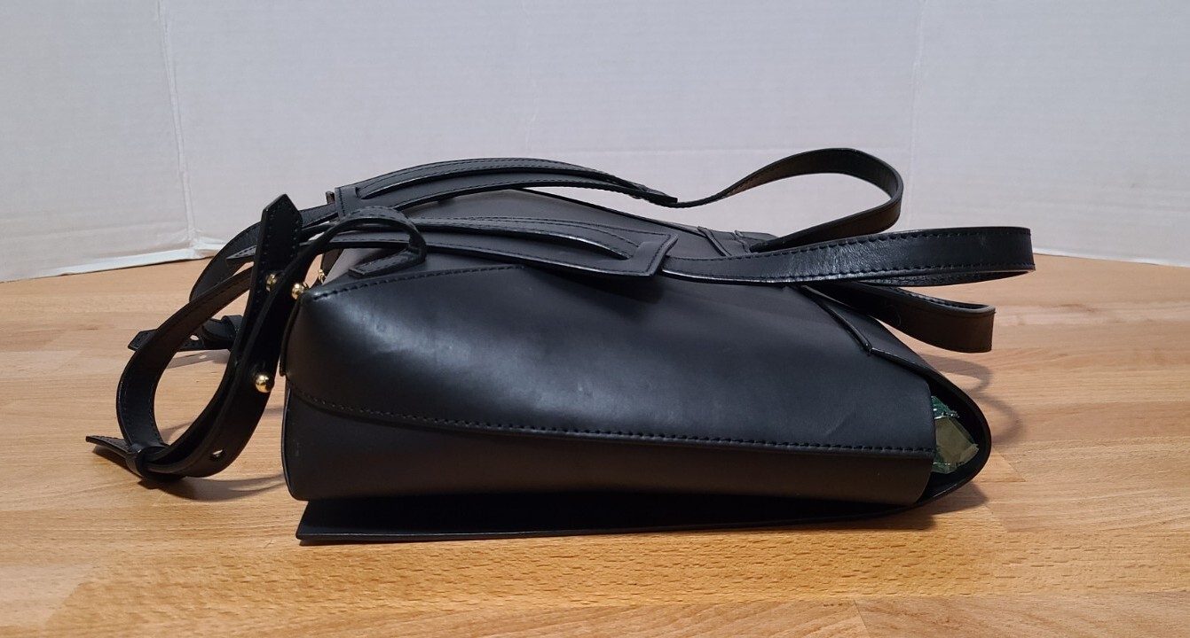 Janessa Leone Black Leather Backpack Tote Made In Spain 9.5″x9″x3″