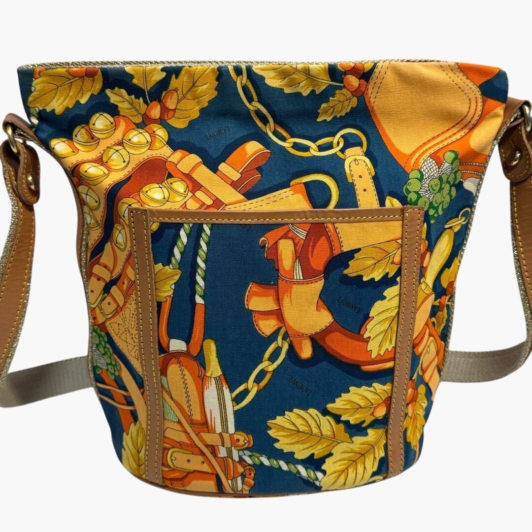LOEWE Anagram Monogram Logo Shoulder Bag Canvas Leather Vintage Auth From Japan