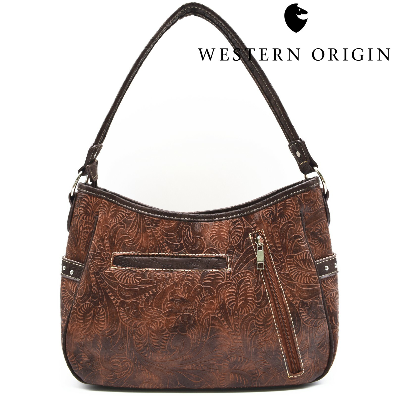 Western Handbag Concealed Carry Purse Feather Women Shoulder Bag Wallet Coffee