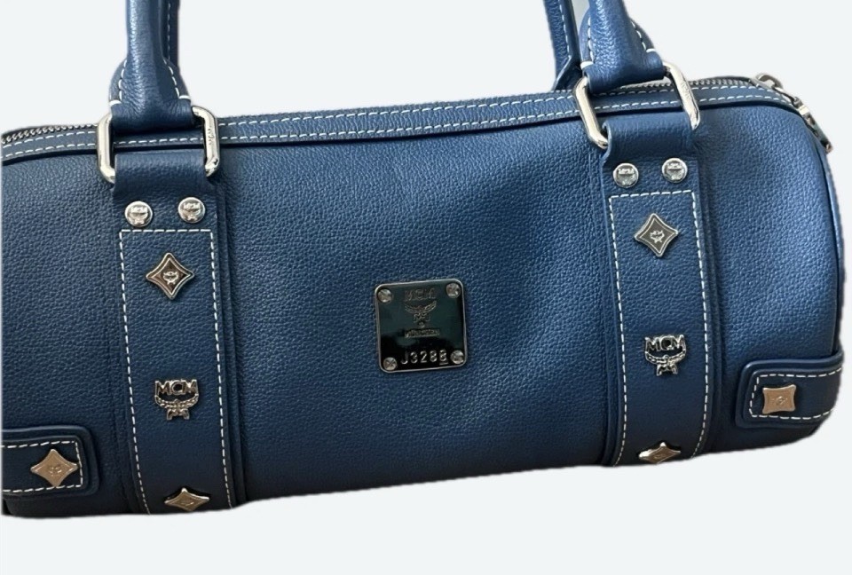 AUTH MCM PAPILLON WOMEN HANDBAG BLUE