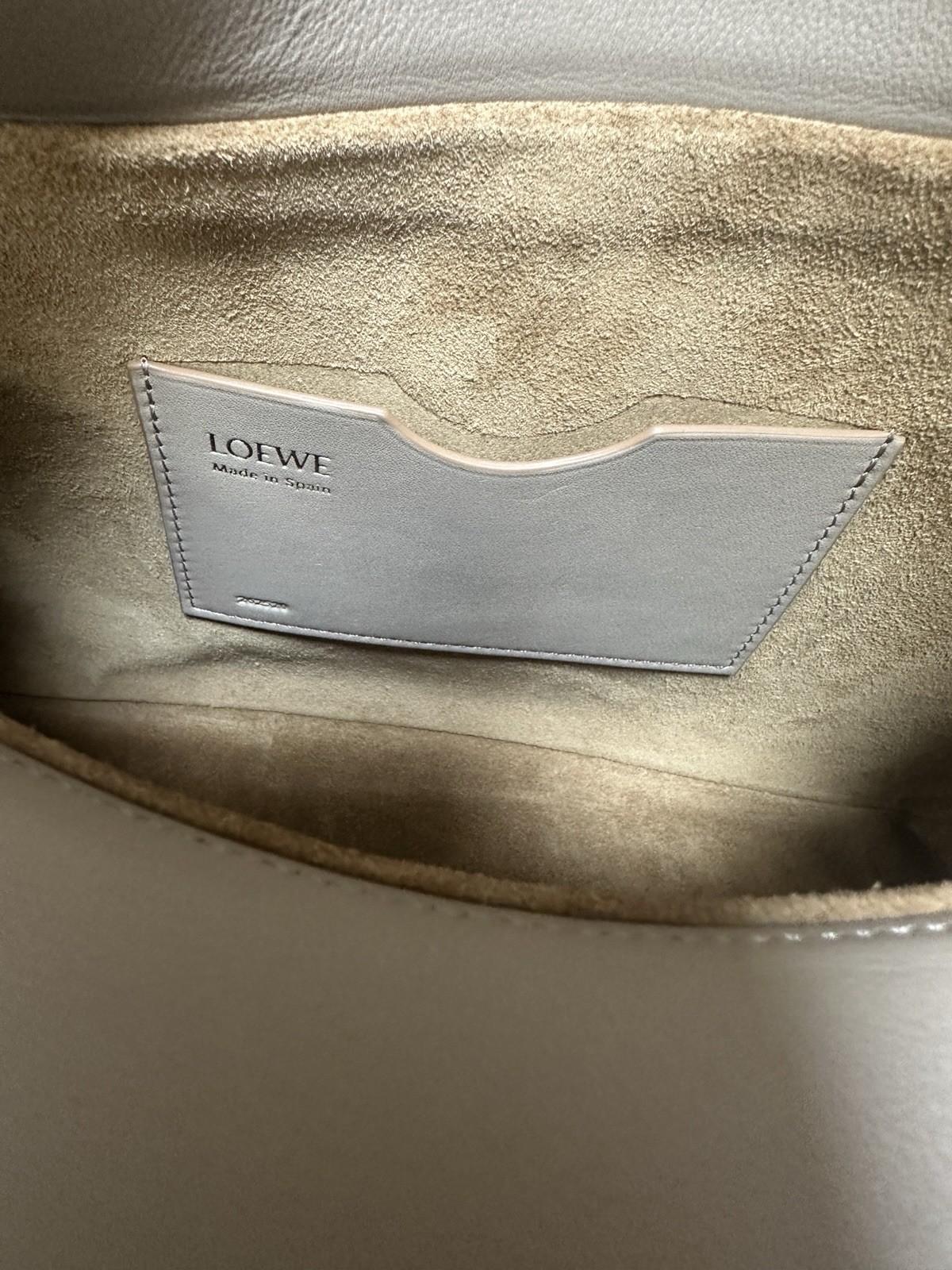 Loewe Small Taupe Crescent Shoulder Bag Detachable Strap Gold Hardware Dust Bag