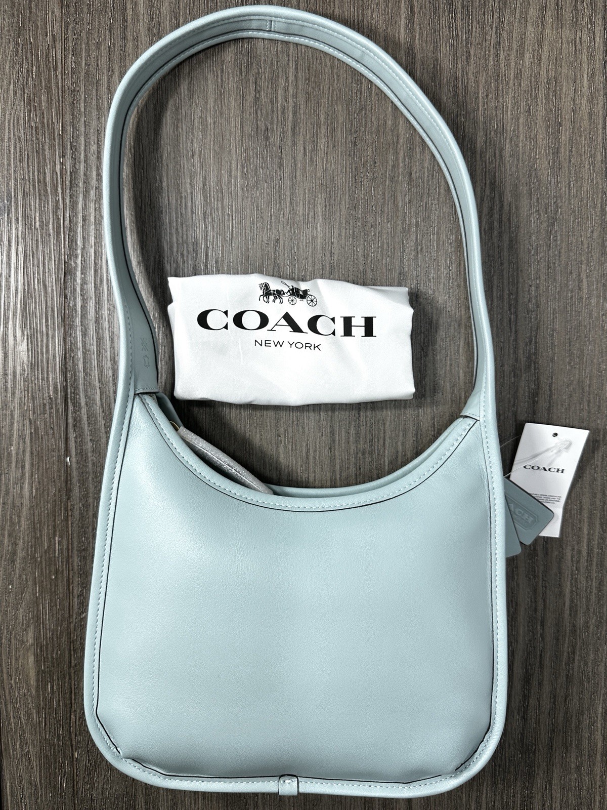 Coach Curve Zip Glovetanned Leather Bag Light Blue CAF11 NWT