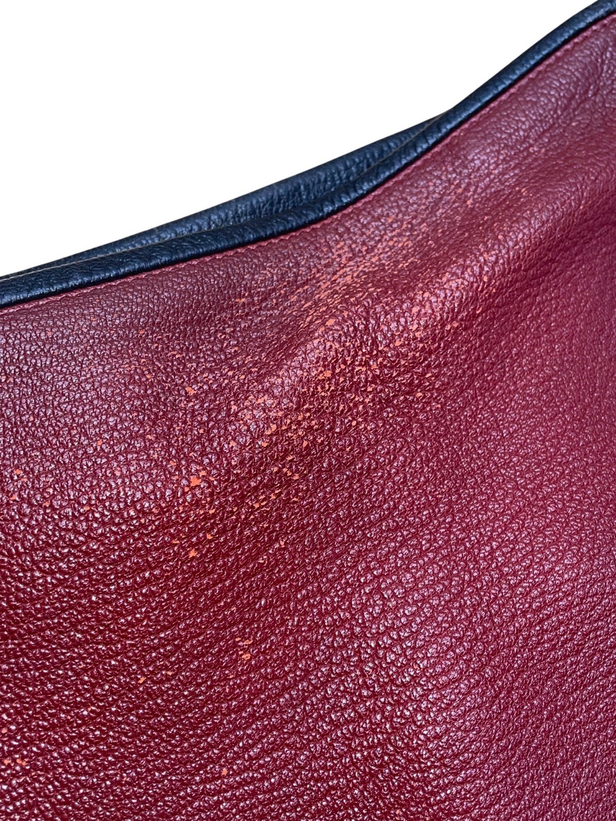 Burgundy Shoulder Bag With Black Trim Faux Leather Classic Design