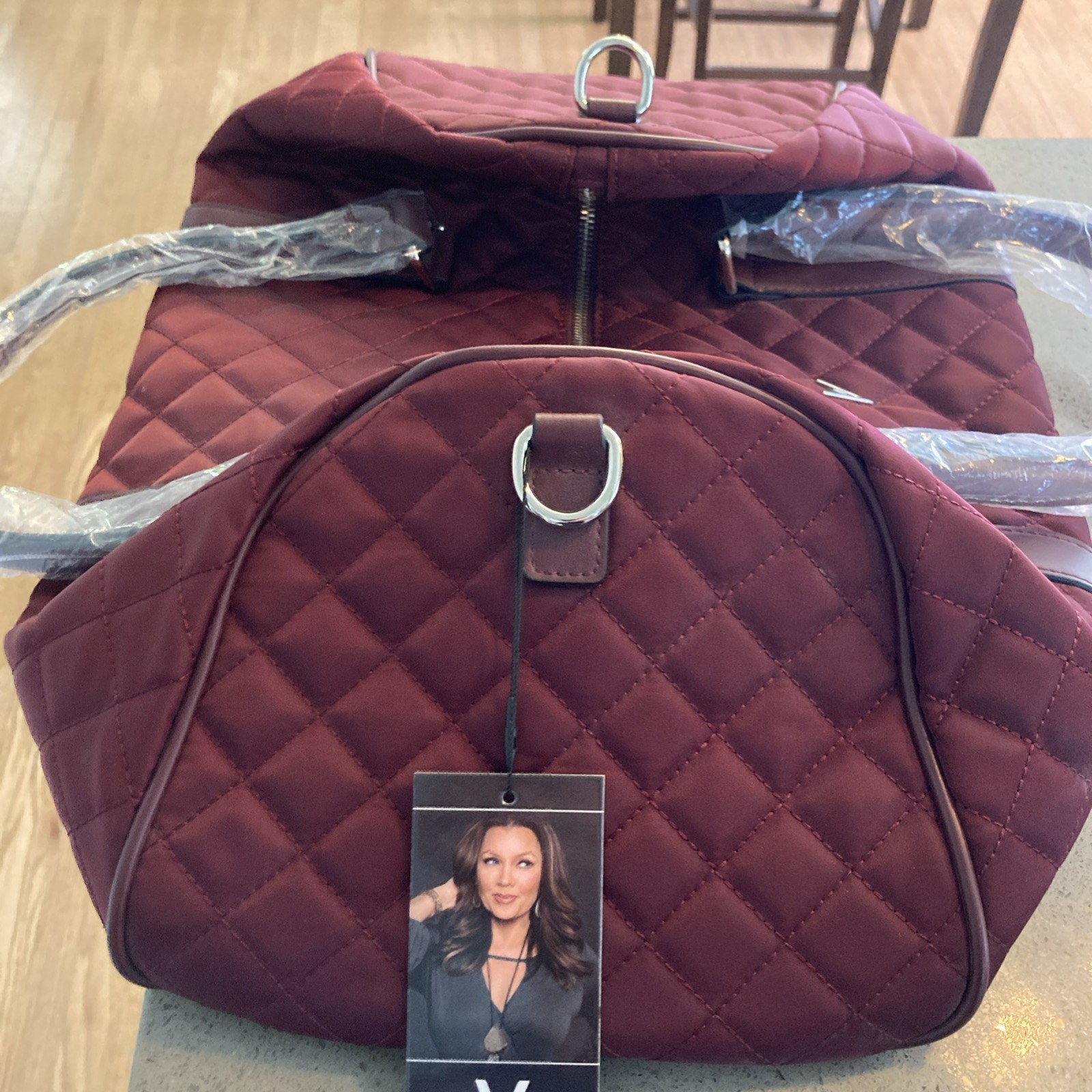 Vanessa Williams Berry Quilted Duffel Bag with Dust Bag VW-401-RD