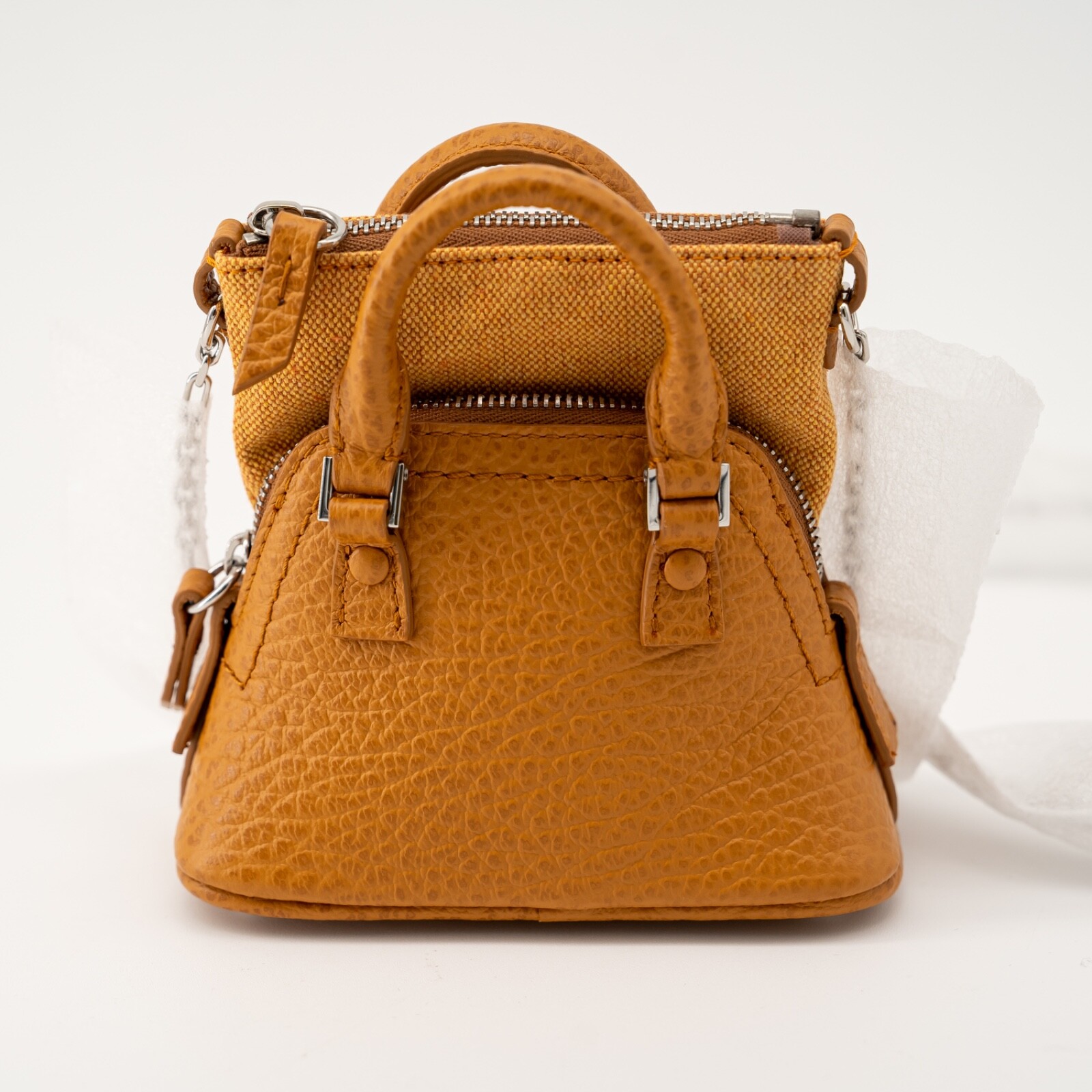 Maison Margiela 5AC Classique Baby Pebbled Leather Shoulder Bag Orange Canvas