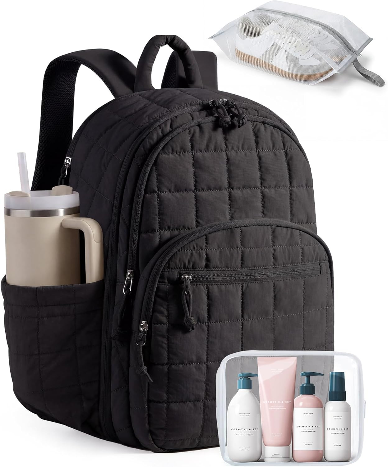 College Laptop Backpack, Travel Backpack for Women, Quilted Airline