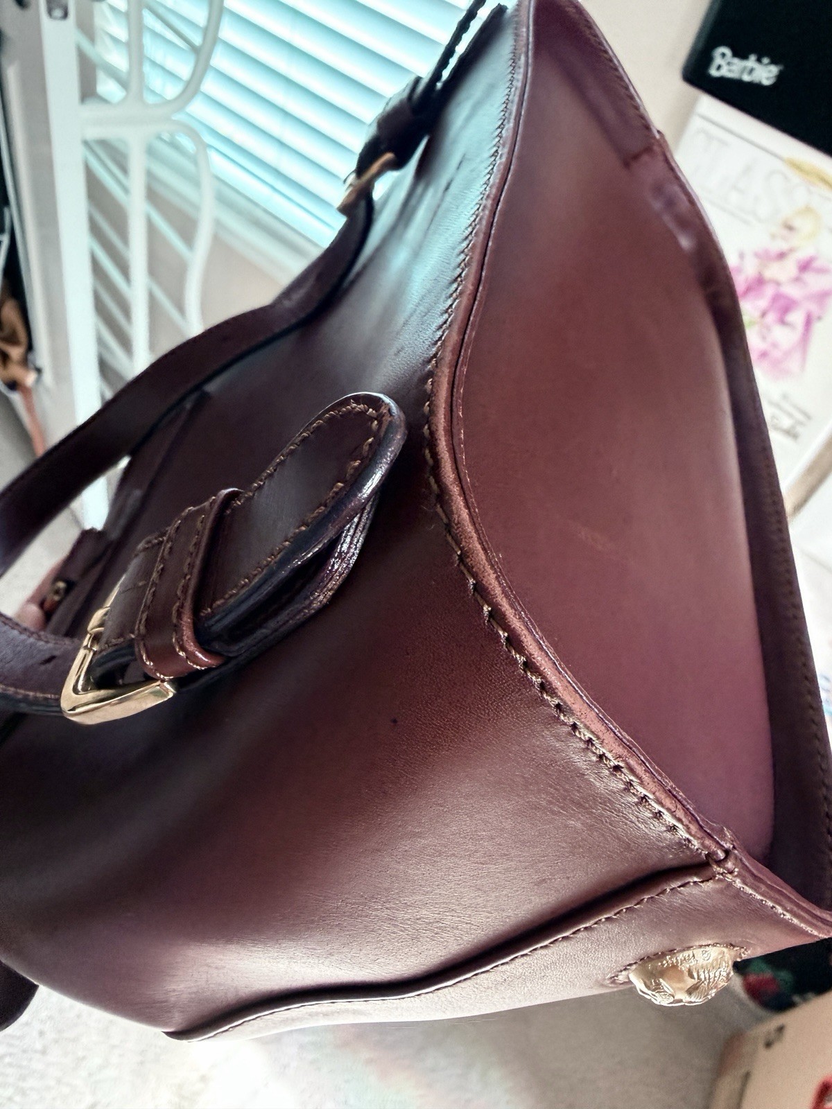Salvatore Ferragamo Burgundy Backpack Gold Hardware Gancini Charm Buckle