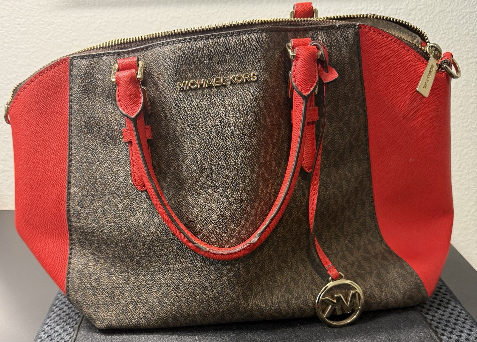 Michael Kors MK Shoulder Bag Handbag Brown And Red
