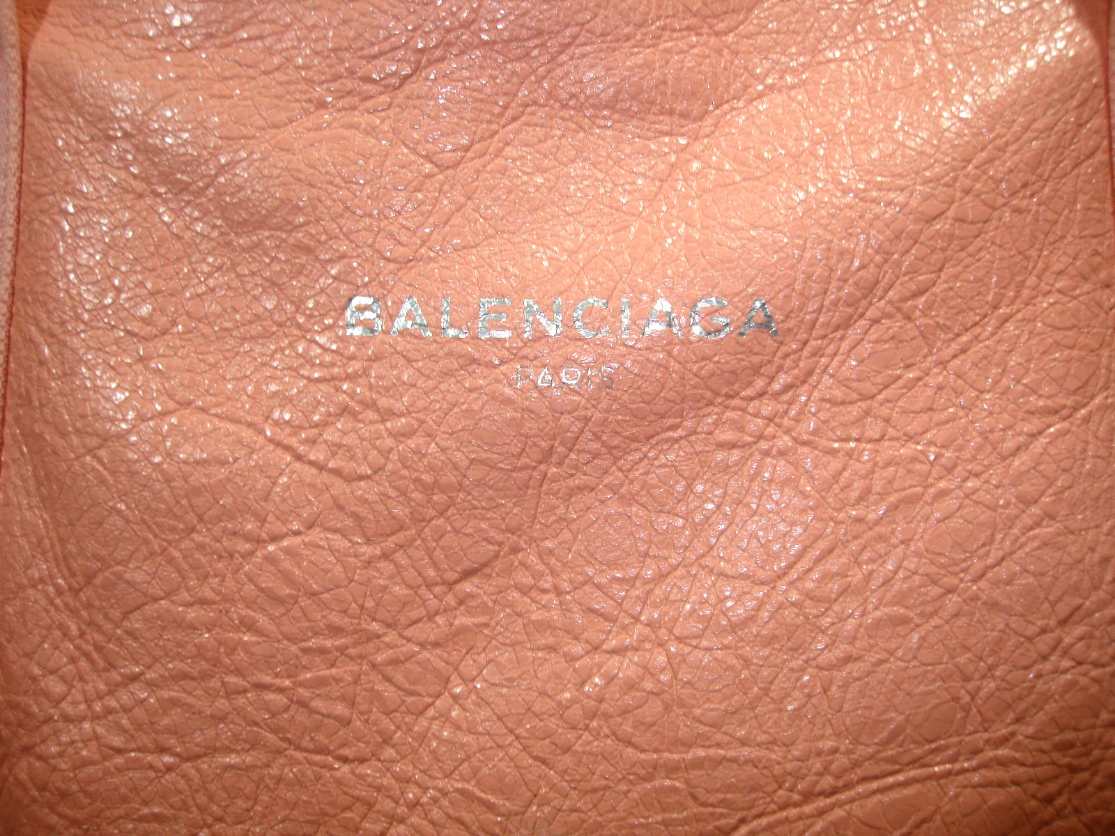 Balenciaga Gorgeous Peach-Pink Textured Leather Navy Cabas S Satchel Tote EUC!