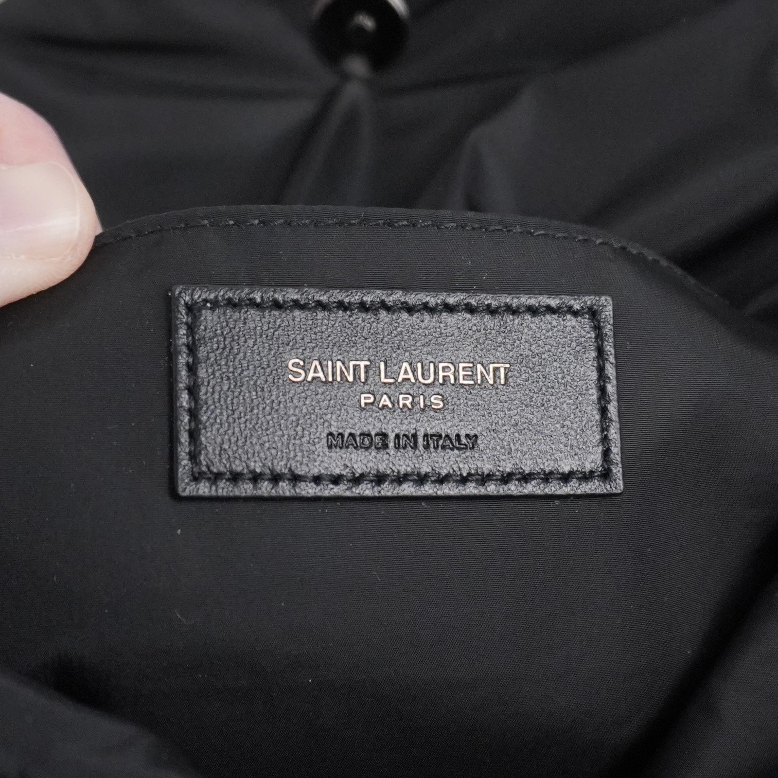 Saint Laurent Cassandre Large Envelope Pouch/Clutch In Black Nylon Snap Closure