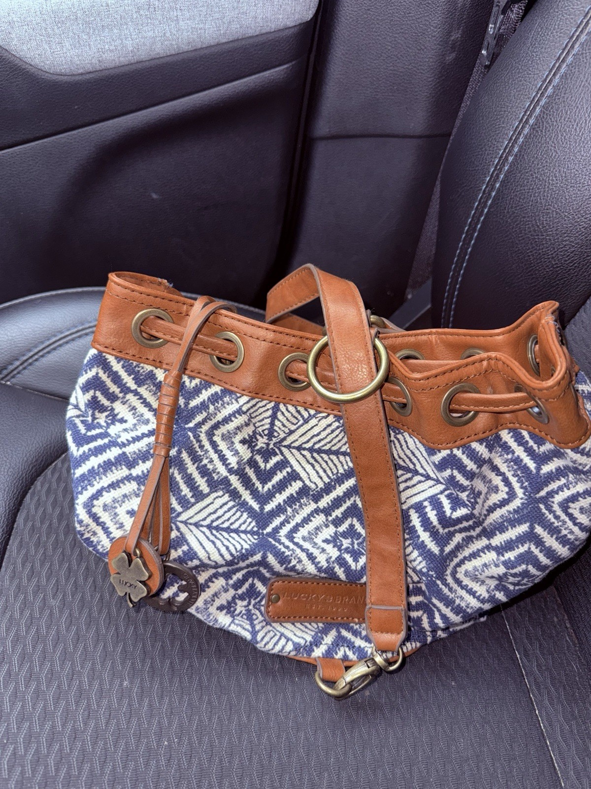 Lucky Brand Bali Hai Blue and White Leather