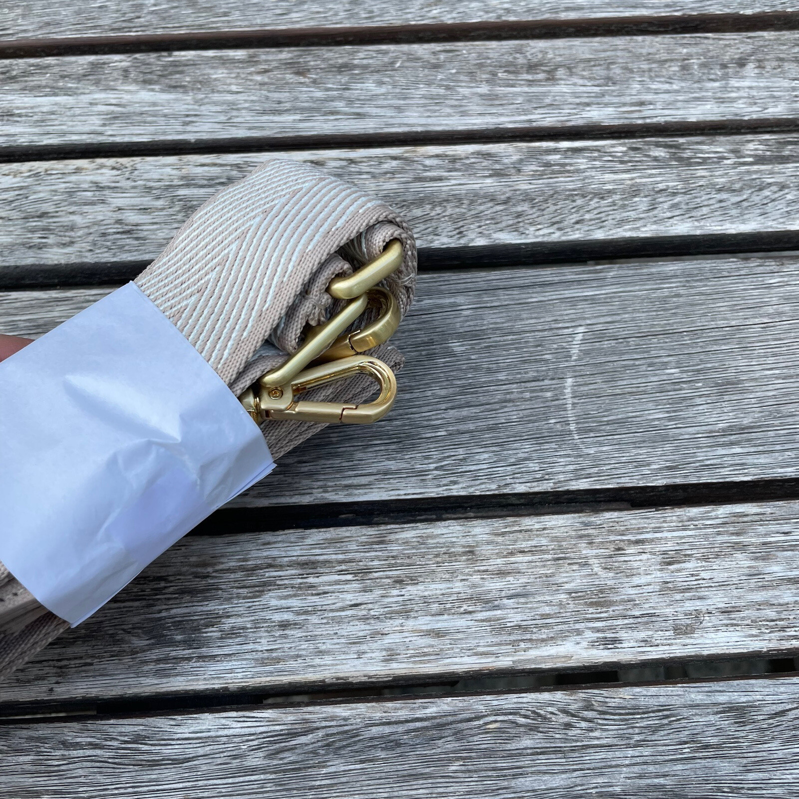 Mark and Graham Woven Cotton Twill Crossbody Purse Strap Stone-White NWOT