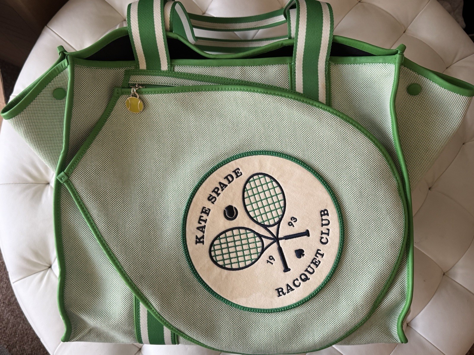 Kate Spade New York Courtside Canvas Large Tennis Tote -Green