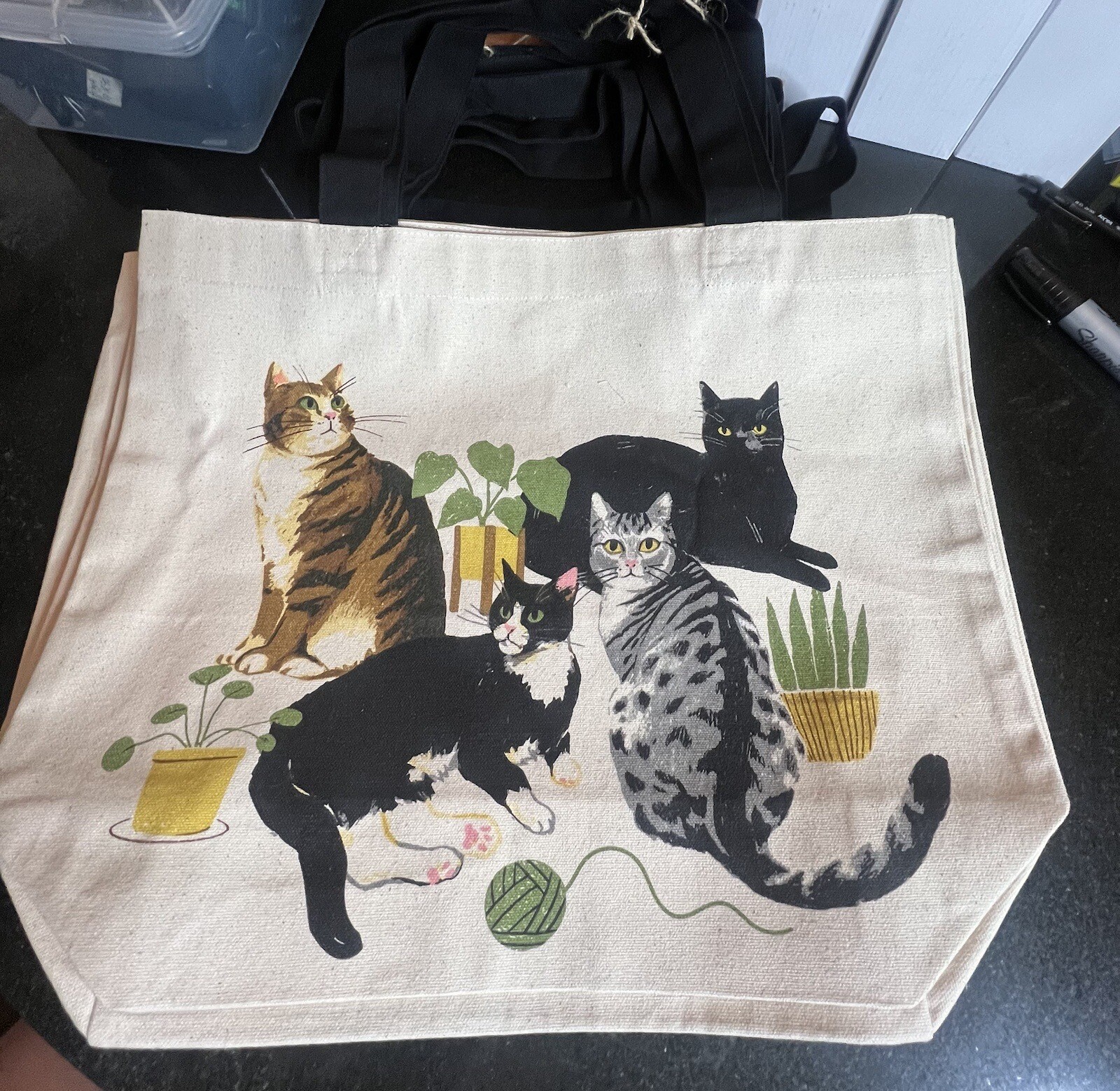 Now Designs Danica CAT Tote Bag 100% Cotton 18” X 15”