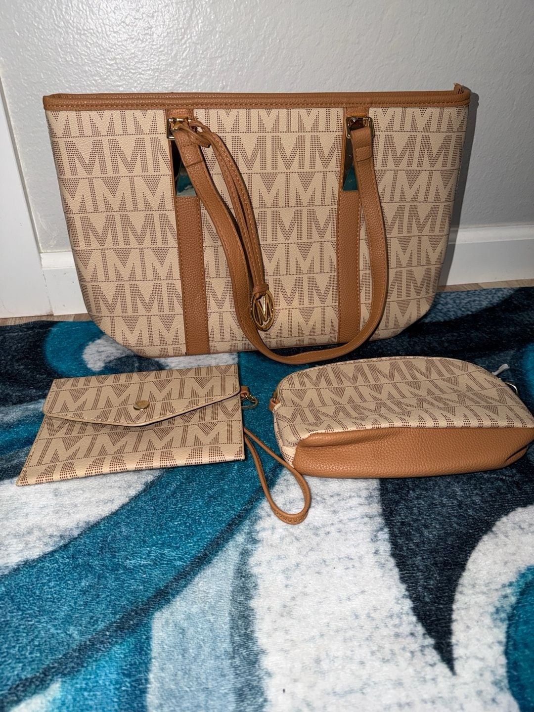 MKF Collection Marimar M Signature Vegan Leather Tote Bag and Pouch Set