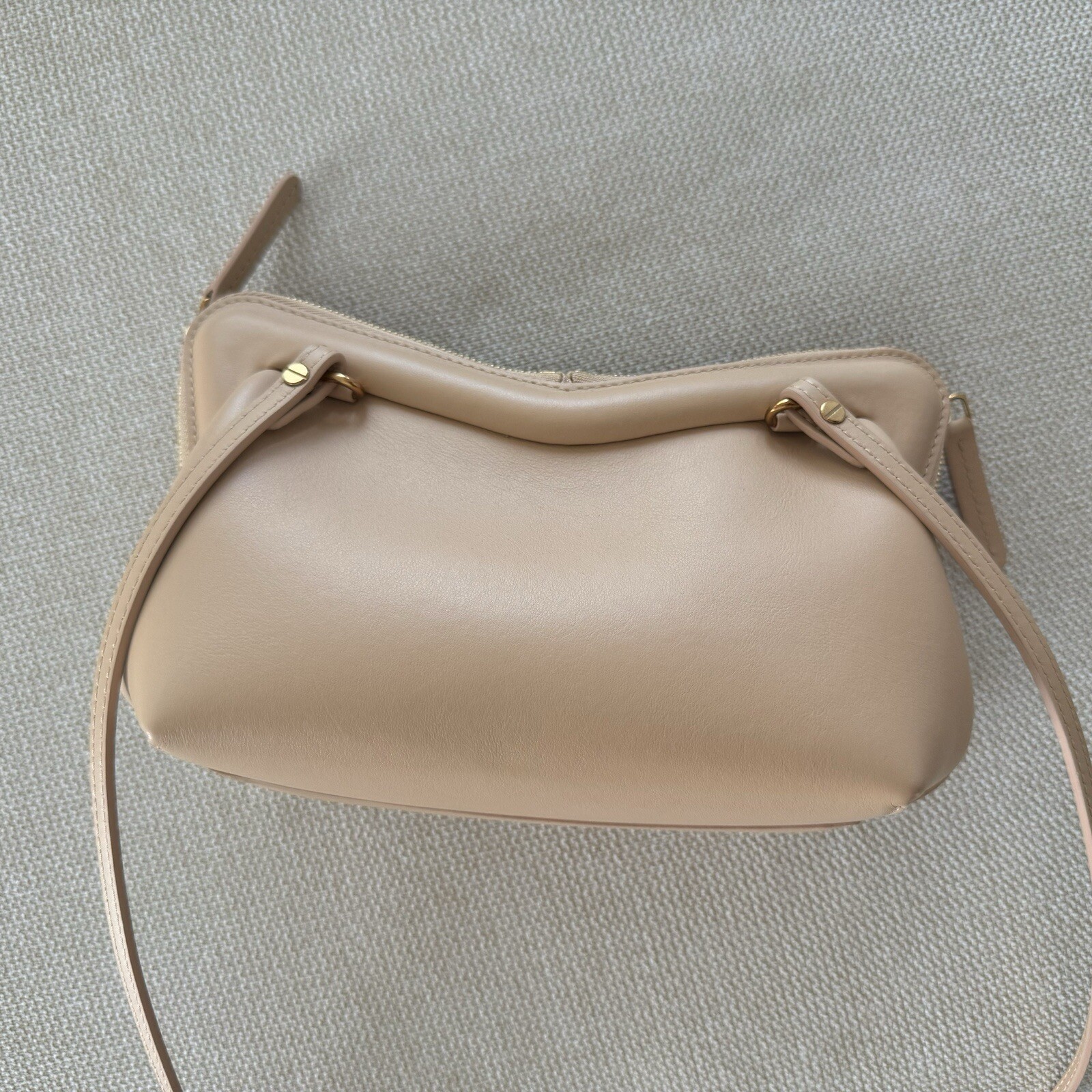 NWOT $695 Mansur Gavriel Designer Mini M Frame Leather Crossbody Bag Sand Beige
