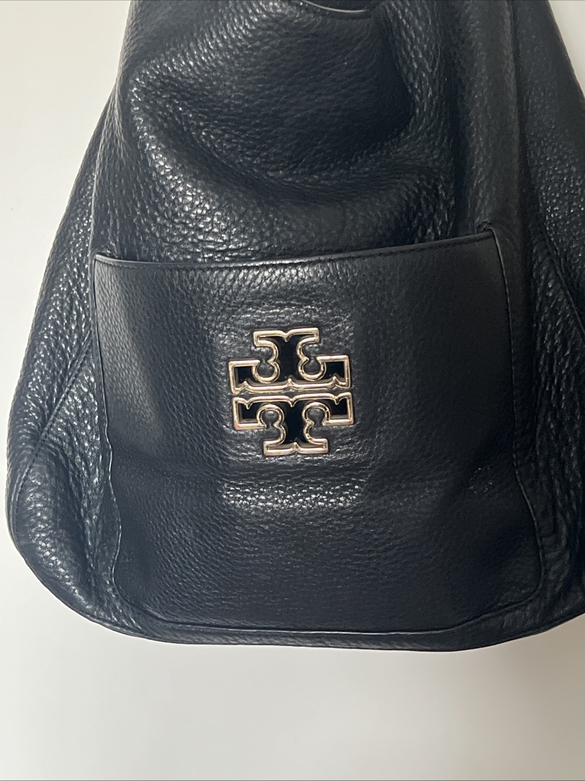 Tory Burch Britten Black Hobo Shoulder Bag Large Leather Purse Handbag
