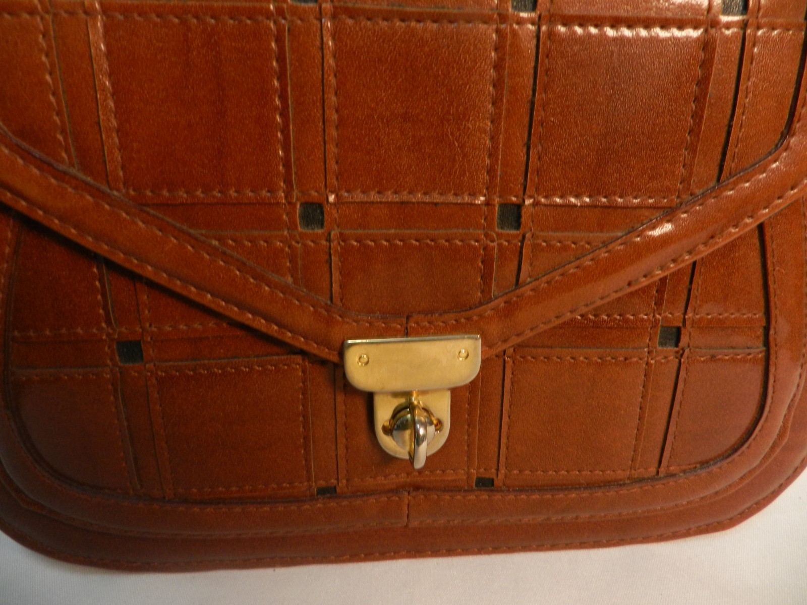 Vintage Structured Faux Leather top handle convertible shoulder bag purse brown