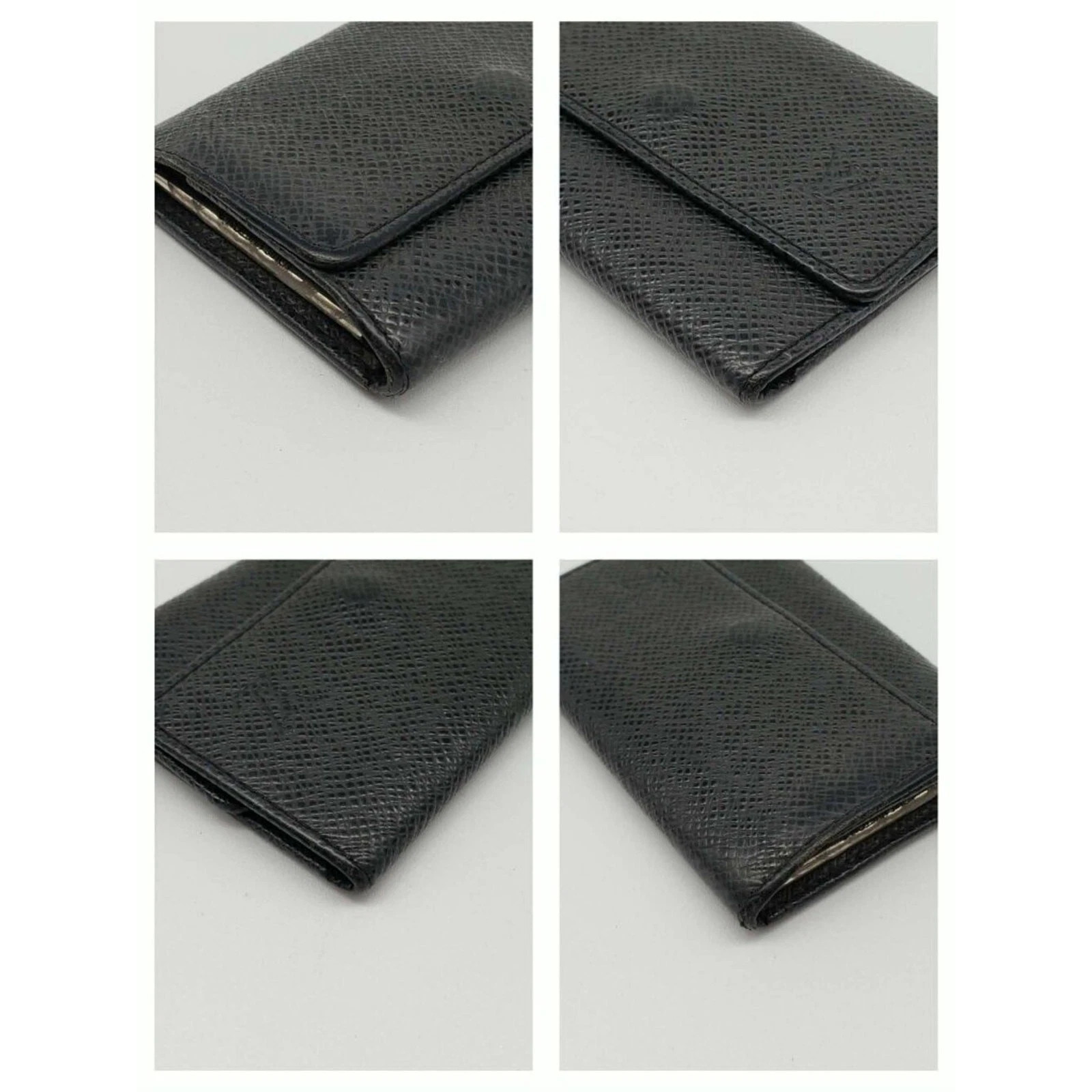 Authentic Louis Vuitton 6-Key Holder – Black Leather – Silver Hardware