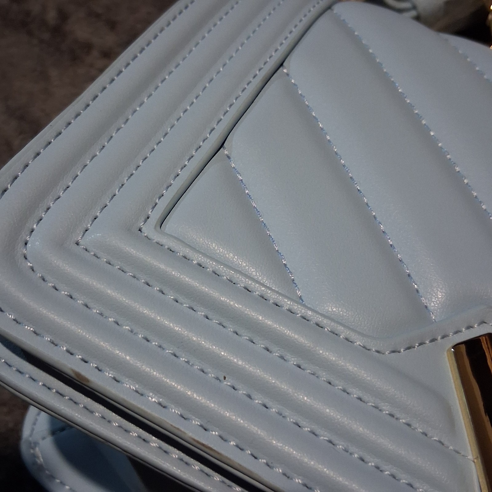 Valentino Orlandi Quilted Crossbody Shoulder Bag Baby Blue Gold Hardware NWT