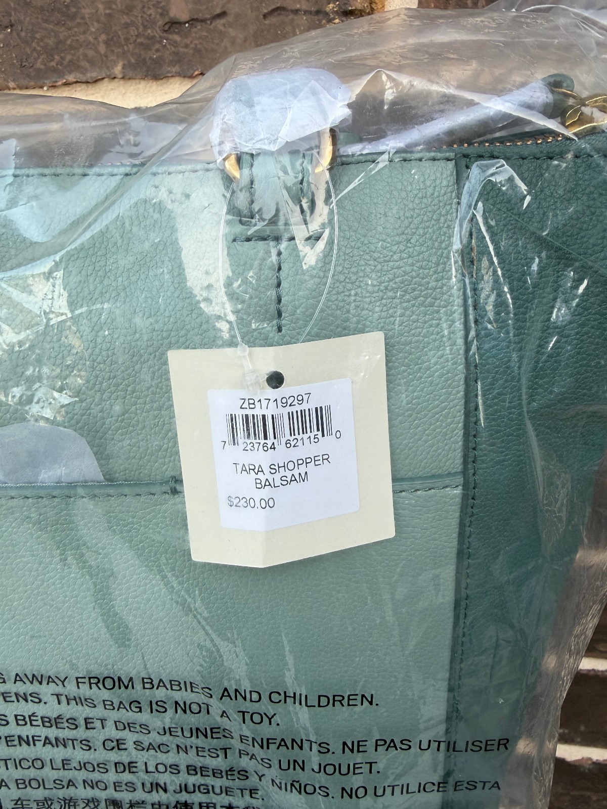 NWT Fossil Tara Leather Shopper Colorblock Balsam Green Shoulder $230
