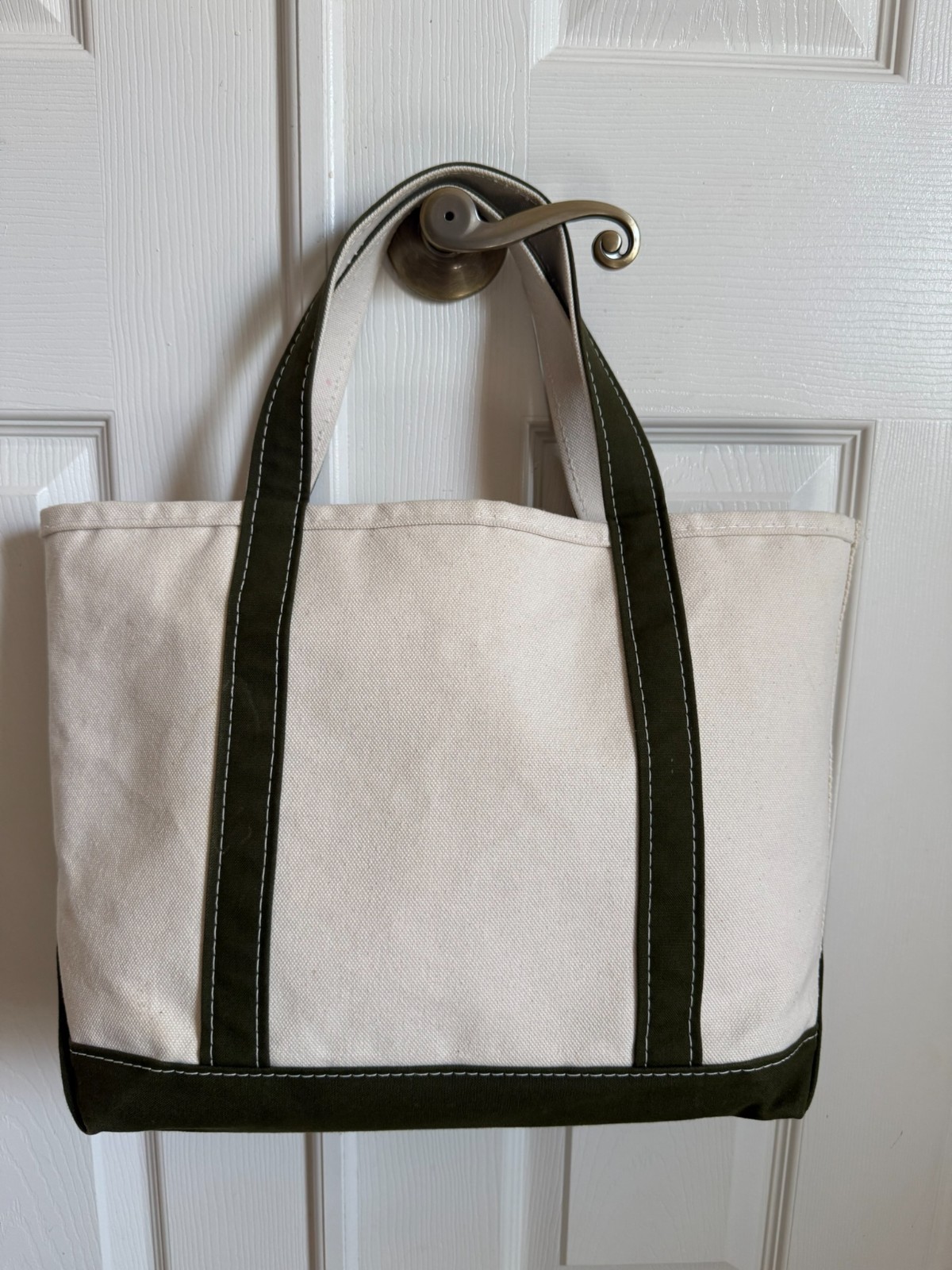LL Bean Boat and Tote Open Top Medium Short Handle Antique Olive NO EMBROIDERY