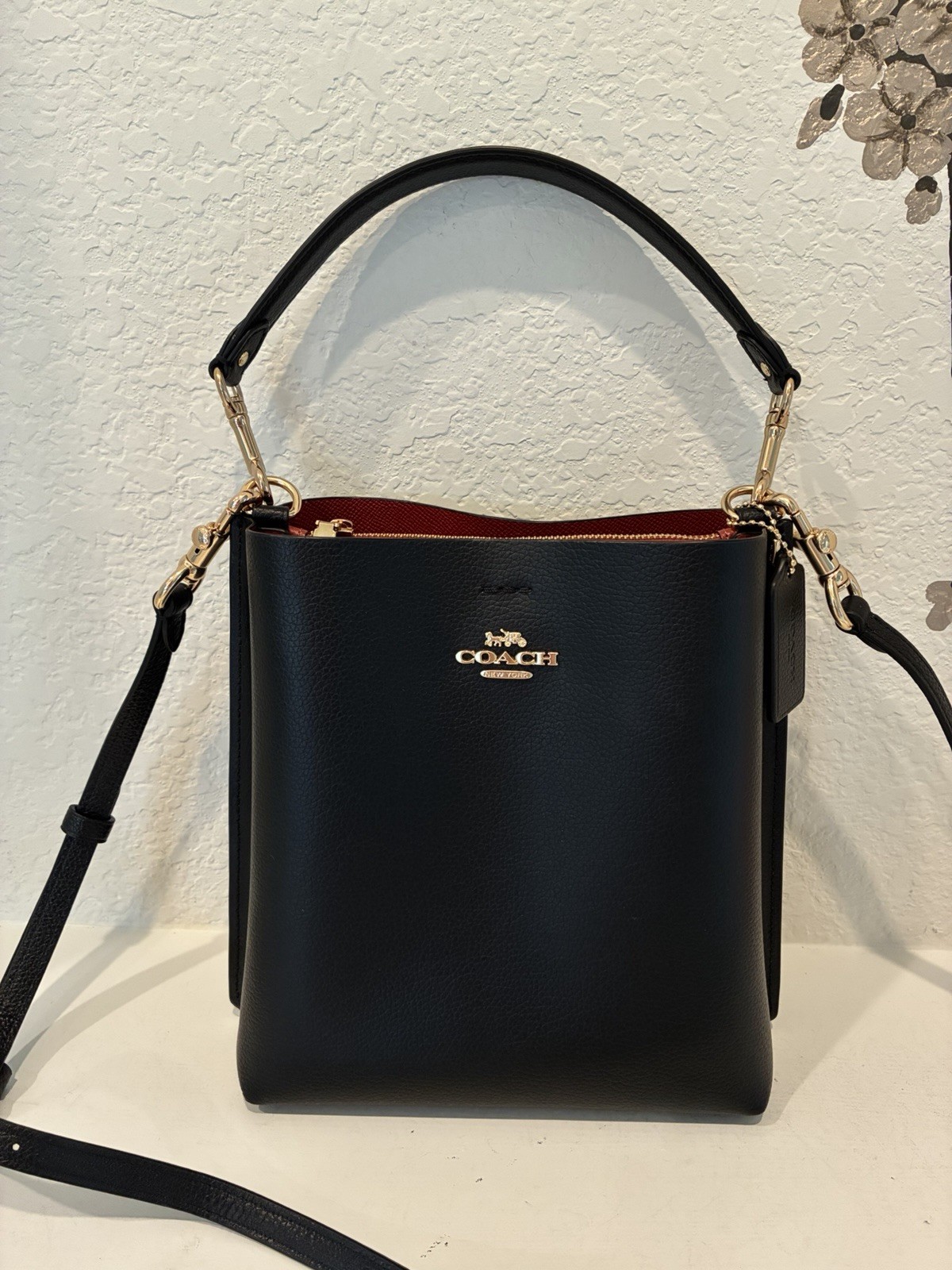 Coach Mollie Bucket Bag Black Leather Crossbody CA177
