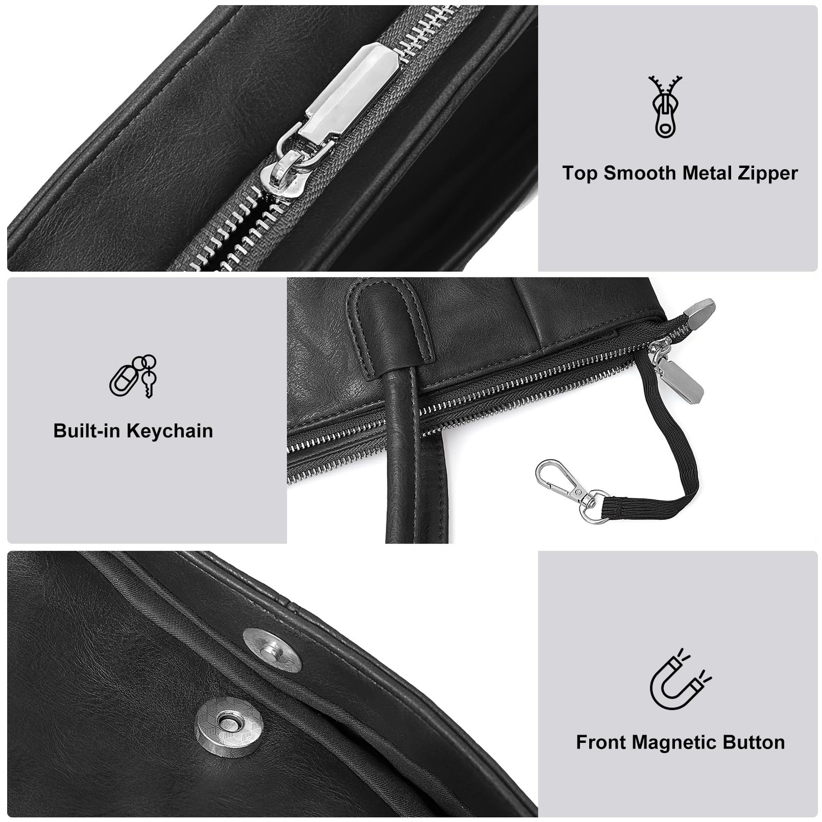 Large Black Tote Bag for Women Work Vegan Leather 23L Womens Tote Purse with …
