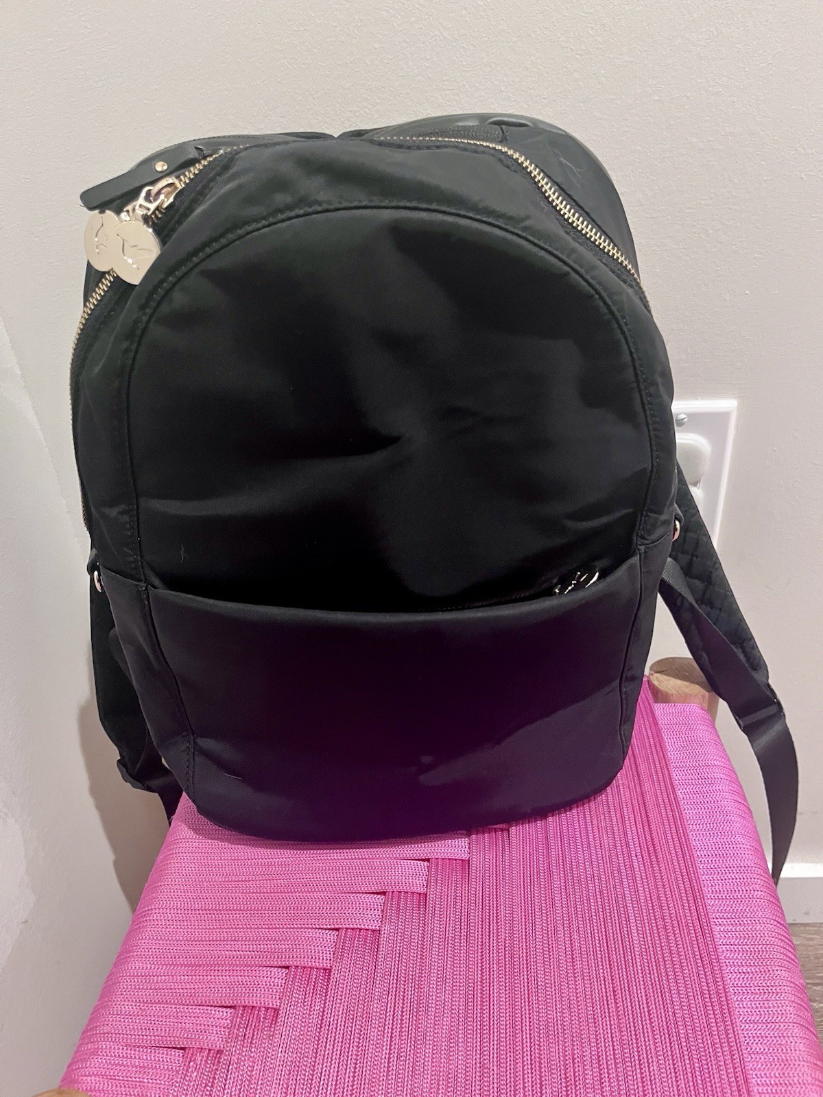 Lo & Sons The Beacon Travel Backpack Black Lavender Interior Bookbag Business