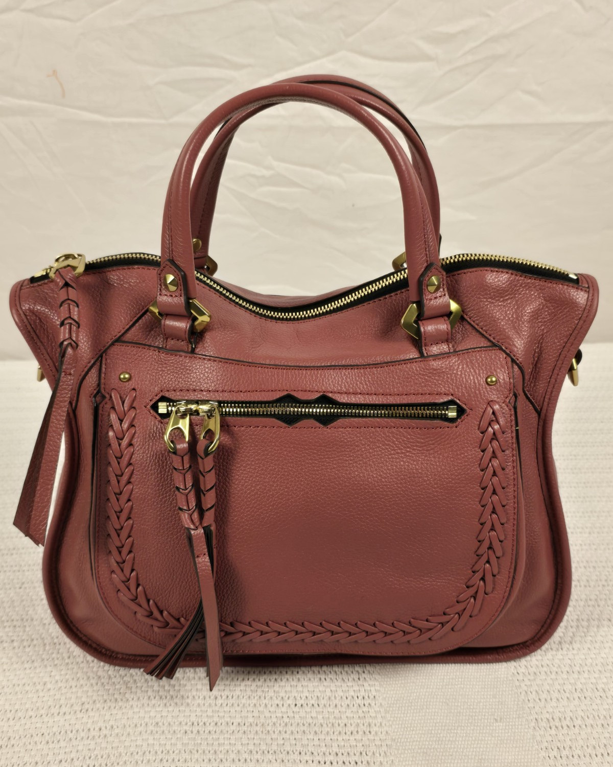 (NO STRAP INCLUDED) orYANY Pink Pebbled Satchel Top Handle Bag, Zip, Gold HW